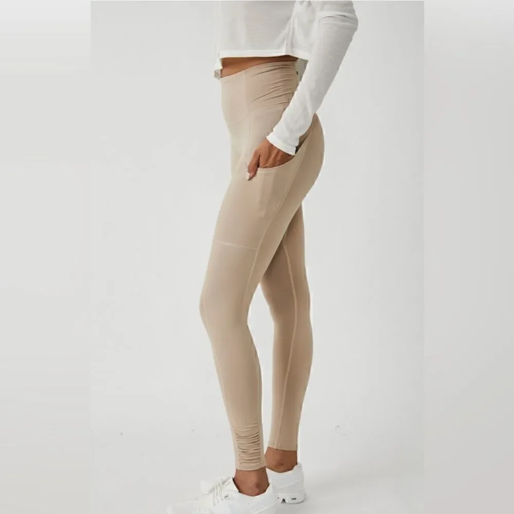 NWOT Free People Out of your League Clay Leggings Ruched High Rise Pockets S Gym
